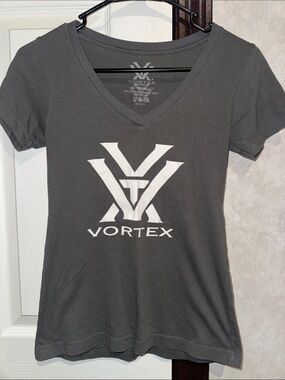 Vortex Women's Gray V-Neck Logo Tee